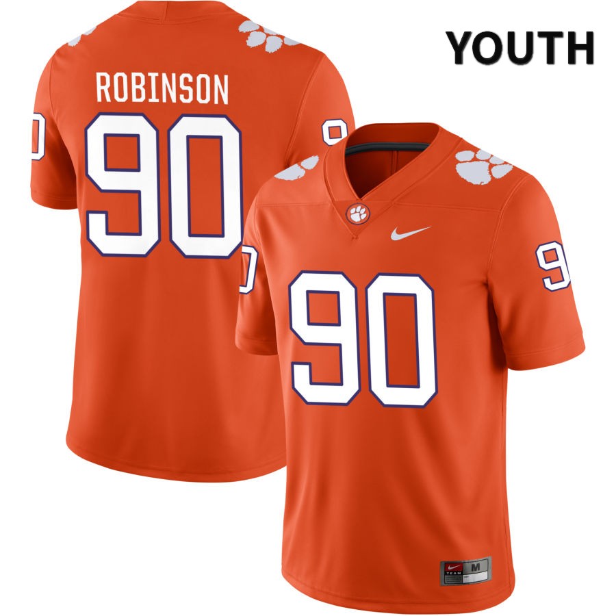 Youth Clemson Tigers Jabriel Robinson #90 College Orange NIL 2022 NCAA Authentic Jersey Version HPR76N0K